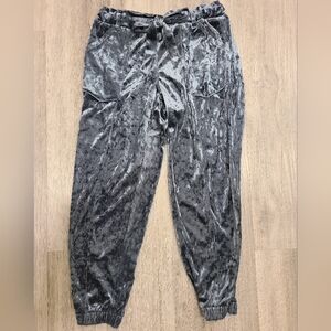 Light Blue Small Jolt Velvet Jogger capri with belt tie